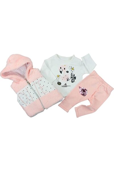 Hippıl Baby طقم سترة وردية للفتيات الصغيرات 3 قطع