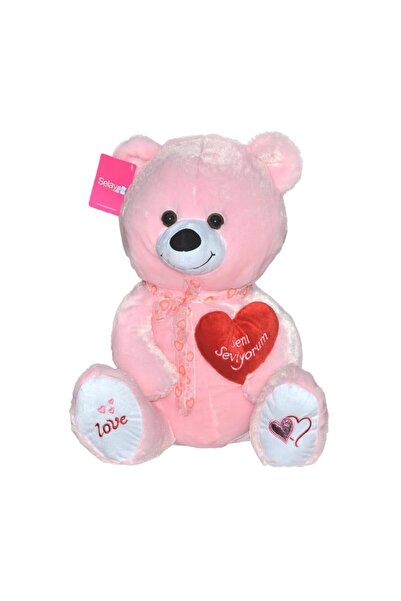 SELAY TOYS دب قلب قطيفة 50 سم وردي