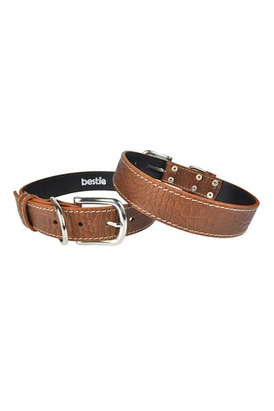 Bestie Lyon Large Size Leather Dog Collar 55 cm