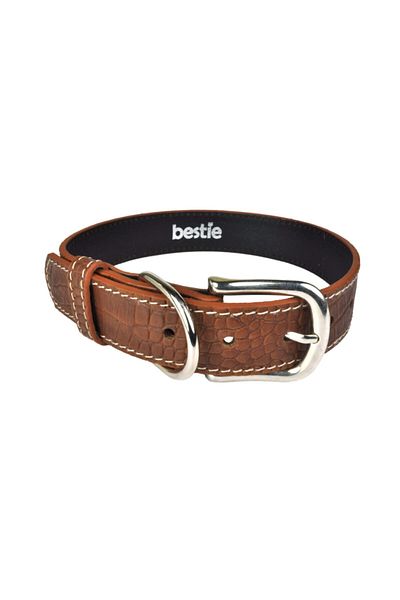 Bestie Lyon Large Size Leather Dog Collar 55 cm