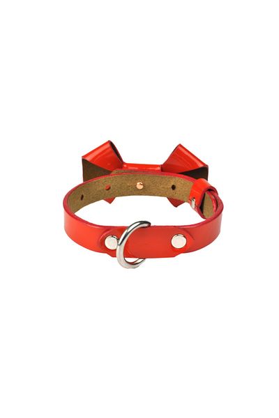 Bestie Bow Small Size Patent Leather Dog Collar 35 cm