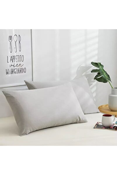 İzgi Concept Gray Color Natural Cotton Pillowcase Set (Set of 2 - 50x70)