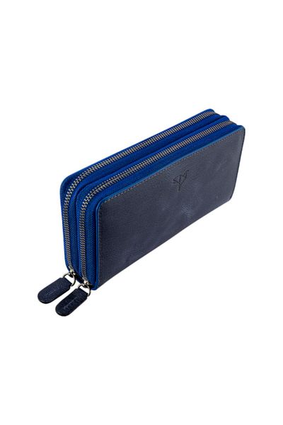 Garbalia Vintage Leather Navy Blue Handbag with Phone Compartment Wallet Card Holder 100% Handmade