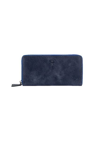 Garbalia Vintage Leather Navy Blue Handbag with Phone Compartment Wallet Card Holder 100% Handmade