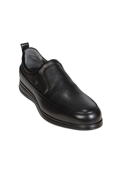 Fosco Men's Black Leather Casual Shoes - 9547