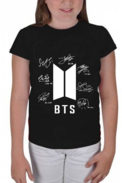 GC GÖKHAN CLUB Tricou alb unisex pentru copii, negru, semnat Bts