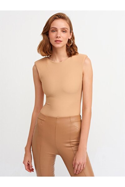moneta boutique Women's Nude Shoulder Detailed Bodysuit