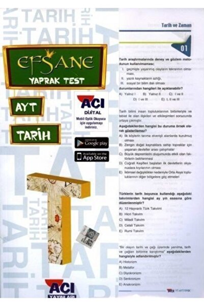 Açı Yayınları Ayt Tarih Efsane Çek Kopart Yaprak Test