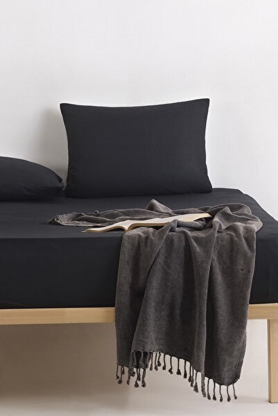 İzgi Concept Σετ σεντόνια διπλά από φυσικό βαμβακερό ύφασμα Akfil μαύρο ελαστ...