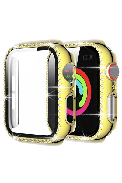 UMD Apple Watch Uyumlu 44mm Taşlı Koruma Çerçevesi