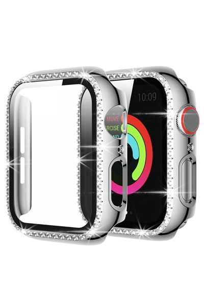 UMD إطار حماية مرصع بالأحجار مقاس 44 ملم متوافق مع ساعة Apple
