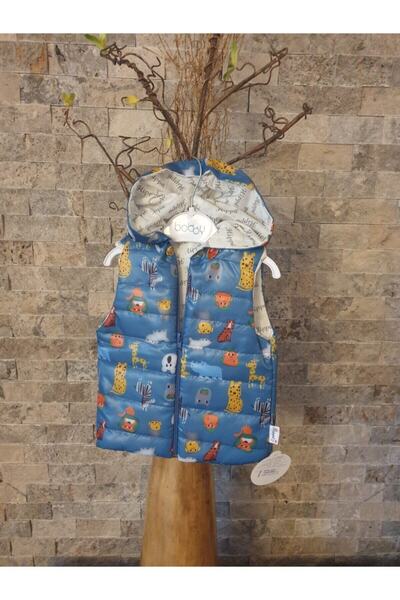 Hippıl Baby Unisex Baby Navy Blue Hooded Thin Puffer Vest