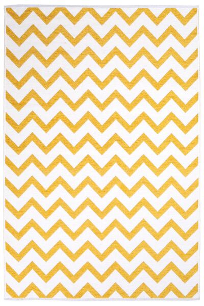 MYHOME HALI Moretti Side Sarı Beyaz Yıkanabilir Çift Taraflı Dokuma Zig Zag D...