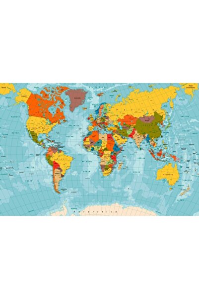 Pluswall Siyasi Dünya Haritası Duvar Kağıdı 1 Metre Kare
