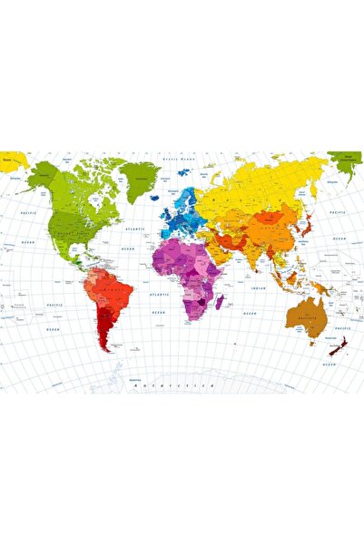 Pluswall Siyasi Dünya Haritası Duvar Kağıdı 1 Metre Kare