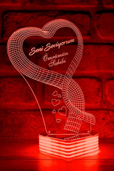 Hediye Kovanı Big 3D Heart I Love You Led Lamp