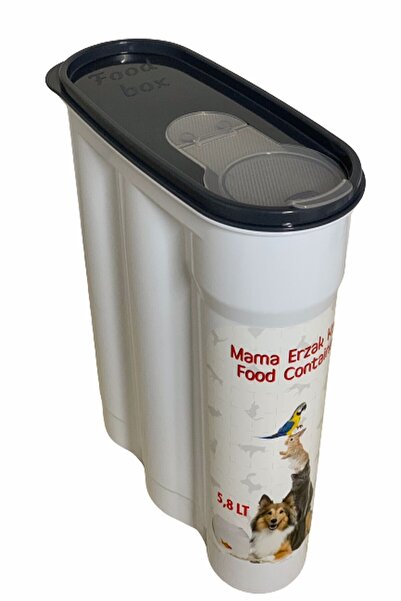 Genel Markalar Geniş Kapasiteli Kedi ve Köpek Mama Saklama Kabı, 5800ml, Gri
