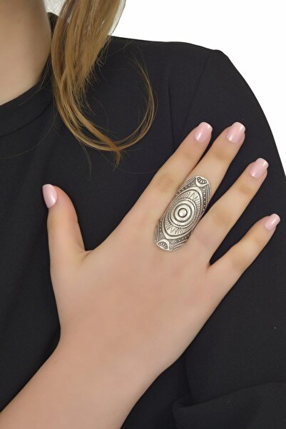 LABALABA Kadın Antik Gümüş Kaplama Yüzük