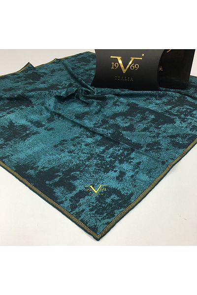 19V69 ITALIA Eșarfă Twill Albastru Petrol Seria Neagră 90x90 cm