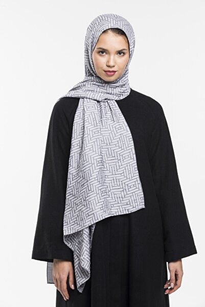 19V69 ITALIA Metallic Gray Jacquard Modal Shawl 75x200 Cm with Scarf Hanger and Gift Set