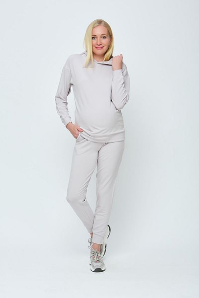 Motherway Women's Stone Color Hooded Maternity Tracksuit Set