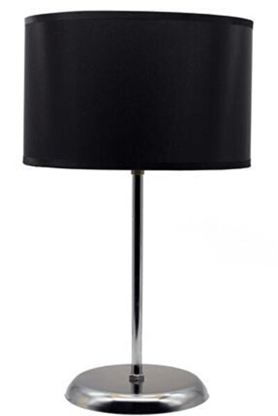 Genel Markalar Krom Kaplamalı Metal Ayaklı Konik Şapkalı Siyah Kumaş Abajur