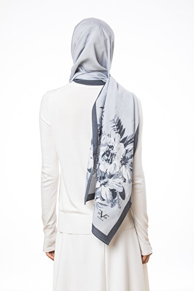 19V69 ITALIA Navy Blue Gray Modal Shawl Modal Series 75x200 Cm With Scarf Hanger And Gift Set