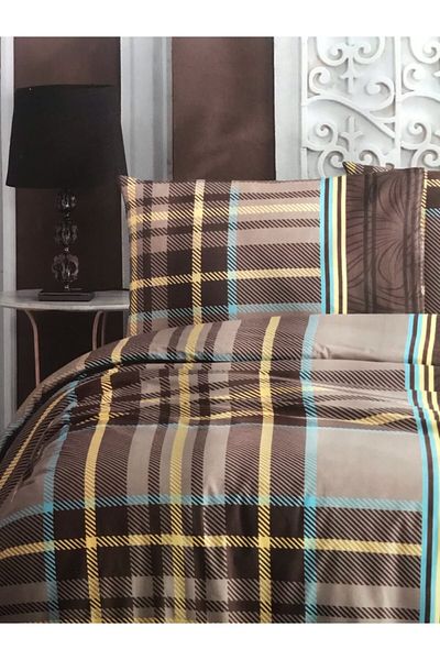 ALTINBAŞAK HOME COLLECTİON Ranforce Grande Brown Double Duvet Cover Set