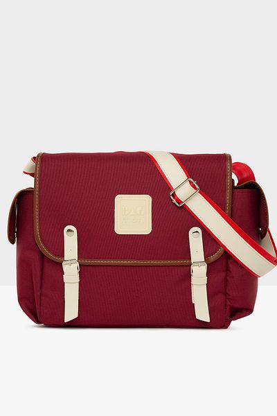 Bagmori Women's Burgundy Strap Detailed Covered Mother Baby Bag M000005537