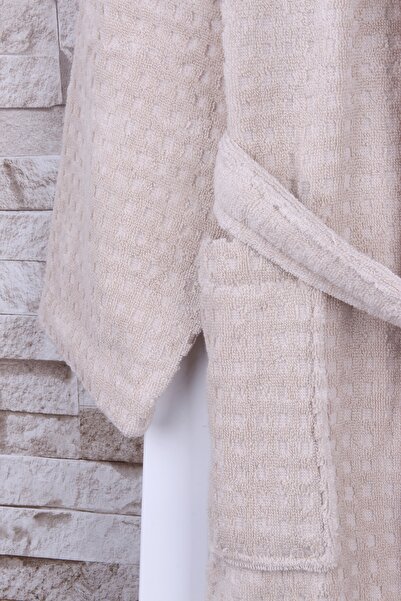 Baveno Μπουρνούζι Şalyaka 100% βαμβακερό ζακάρ μπεζ