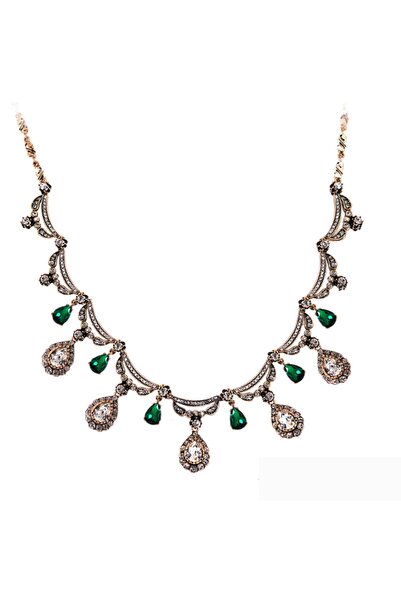 Aşina Gümüş Yeni Yıl Hediyesi Damla Elmas Montür Gerdanlık Kolye