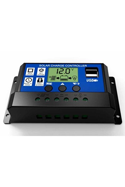 URETECH Güneş Paneli Akü Şarj Kontrol Cihazı 10 Ah Amper 2 Li Usb Çıkışlı Regülatör 10a - 12/24v