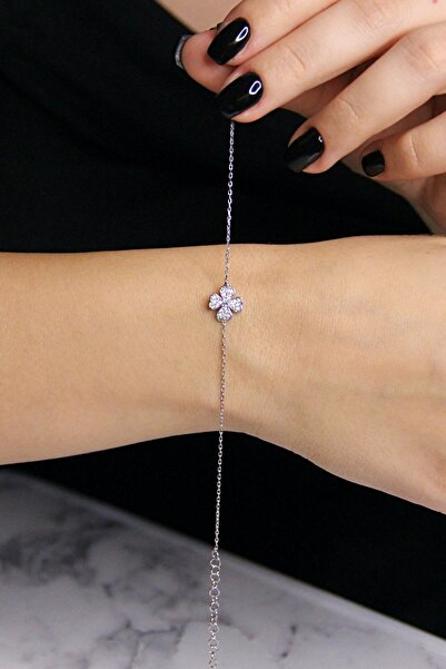 Argentum Concept 925 Ayar Gümüş Zirkon Taşlı Çiçek Bileklik - B053301