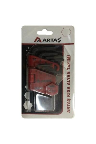 EMİRHANNALBUR Artaş Alyan Anahtar Takımı Altı Köşe 10 Parça Siyah