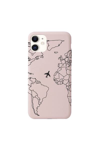 shoptocase Iphone 11 Uyumlu Çizgisel Dünya Haritası Desenli Kılıf