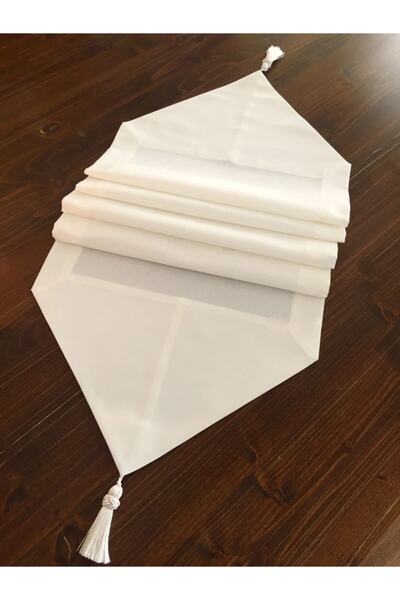 Tezgah İstanbul Krem Rengi Püsküllü Runner