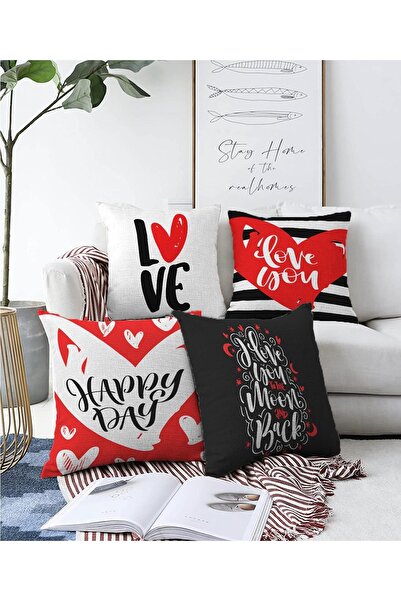 Realhomes 4-dijelni set navlaka za jastuke za Valentinovo, dvostrani specijal...