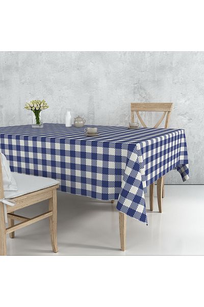 Pilloveland Față de masă Cu Motiv Vichy Albastru 140*180 Cm Tesuta In piele întoarsă
