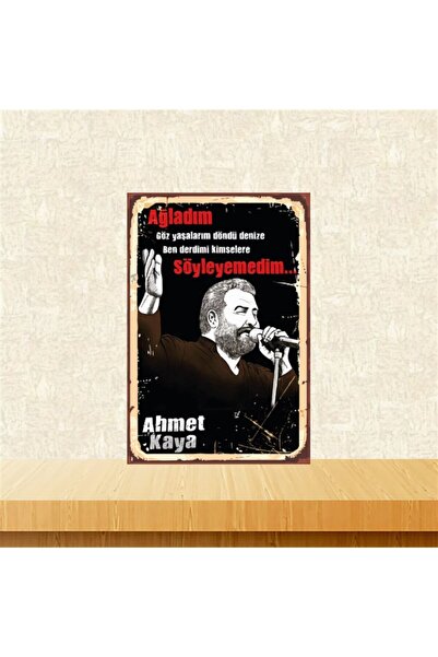 TAKIFİX Ahmet Kaya Ağladım Gözyaşlarım Döndü Denize 20-30 Cm Retro Ahşap Tabl...