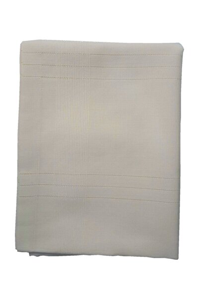 saal Linen Fabric Striped Tablecloth 160x220 Cm Cream Antique