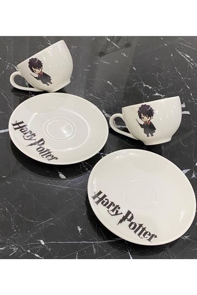 TEBAK COLLECTION 2-Person Harry Potter Patterned Porcelain Turkish Coffee Cup