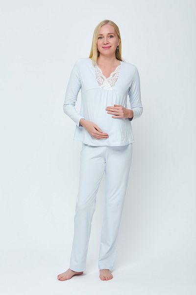 Motherway Set pijama pentru femei gravide albastru care alapteaza