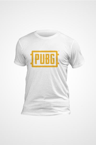 karikatürstore Beyaz Pubg Logo Baskılı T-shirt
