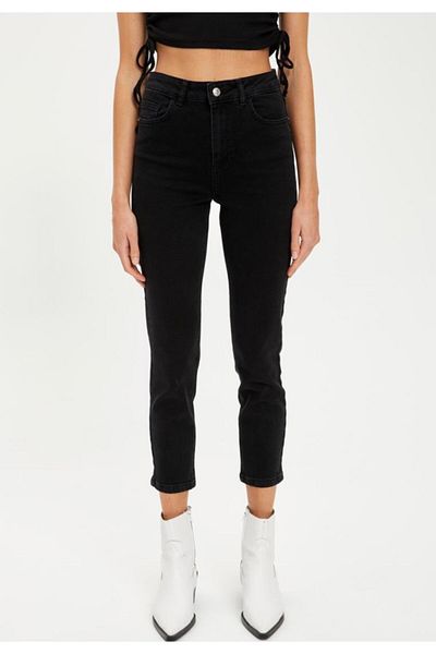 DeFacto Pantaloni vintage slim cu talie înaltă