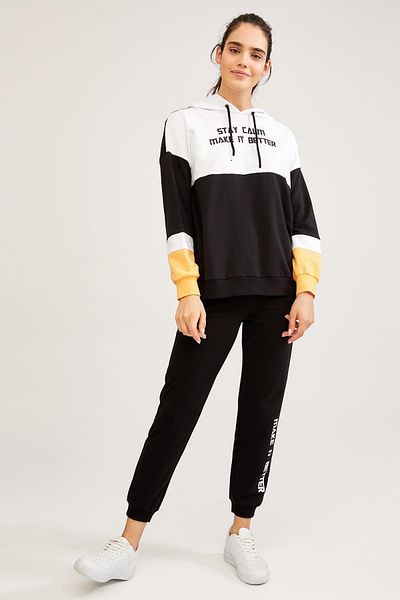 DeFacto Γυναικείο μαύρο κόκκινο Relax Fit εμπριμέ Jogger S1295AZ20AU