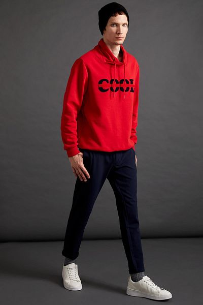 DeFacto Cool Printed Slim Fit Shawl Collar Sweatshirt