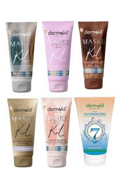 Dermokil 75 Ml Mask Containing Clay and 7-Effect Skin Care Cure Set of 6
