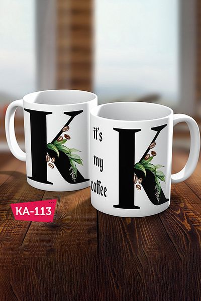 Biz Dijital Letter K Printed Gift Coffee Mug