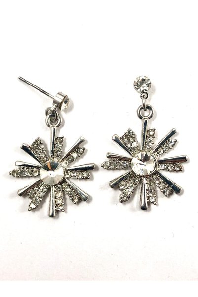 turkuazbijuteri Earrings-Snowflake-White-Stones