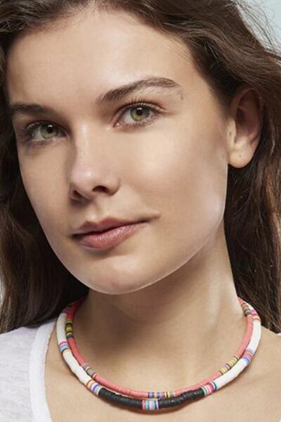 ESUSO 2 قطعة من خرز الفينيل الأفريقي Heishi للسيدات قلادة فيمو من الحجر الطبيعي